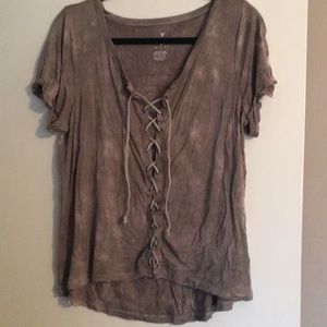 American Eagle Lace Up Soft Tee